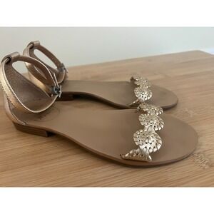 Jack Rogers Womens Daphne Sandals Gold Ankle Strap Size 6M